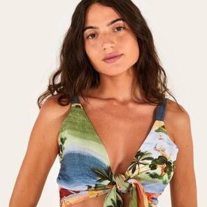 FARM Rio Colorful Tropical Tie-Front Crop Top – NWT / Never Worn – Size S